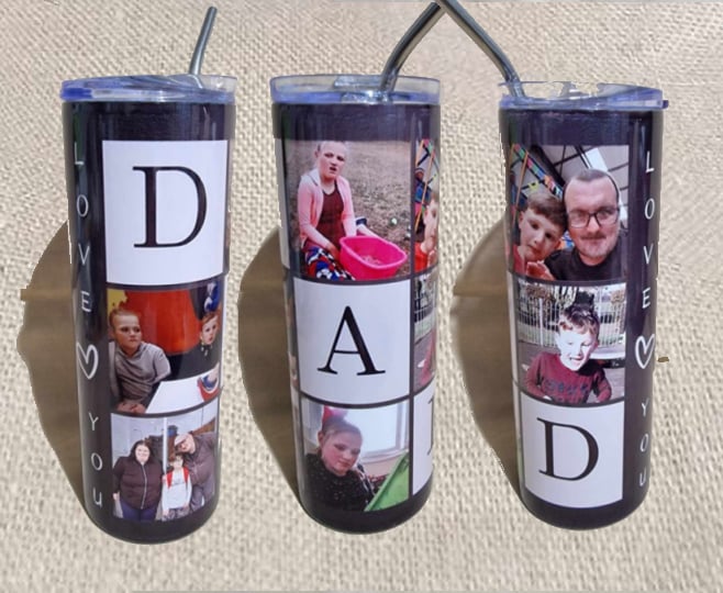 Dad hot/cold tumbler with straw