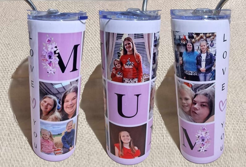 Mum hot/cold tumbler with straw