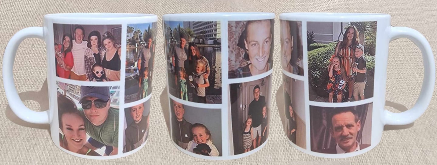 8 photo collage mug